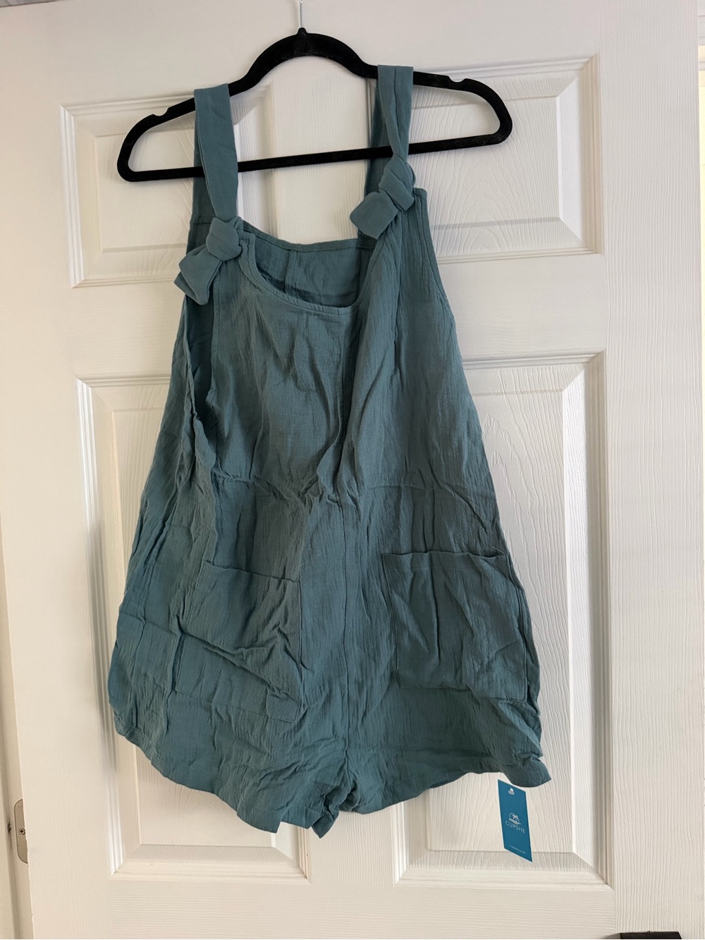 NWT Sleeveless Teal Romper with Knot Straps